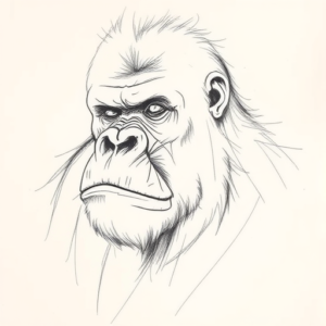Pencil Blocking Sketch Gorilla Tattoo