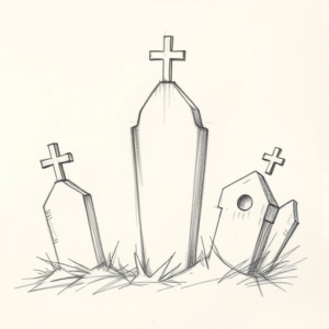 Pencil Blocking Sketch Graveyard Tattoo