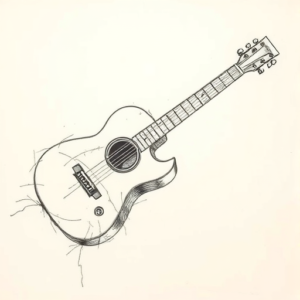 Pencil Blocking Sketch Guitar Tattoo