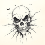 Pencil Blocking Sketch Halloween Tattoo