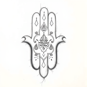 Pencil Blocking Sketch Hamsa Tattoo
