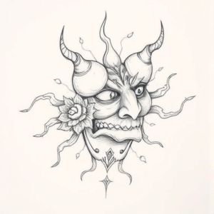 Pencil Blocking Sketch Hannya Tattoo