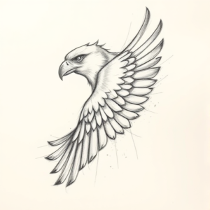 Pencil Blocking Sketch Hawk Tattoo