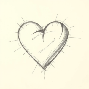 Pencil Blocking Sketch Heart Tattoo