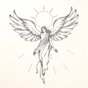 Pencil Blocking Sketch Heaven Tattoo