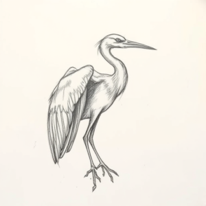 Pencil Blocking Sketch Heron Tattoo