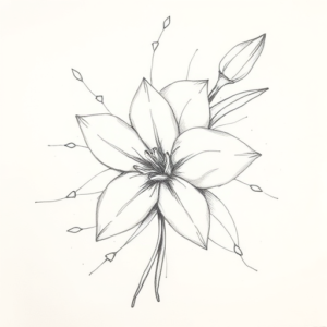 Pencil Blocking Sketch Honeysuckle Tattoo
