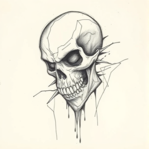Pencil Blocking Sketch Horror Tattoo