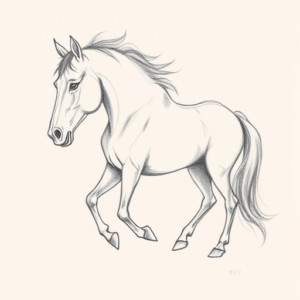 Pencil Blocking Sketch Horse Tattoo