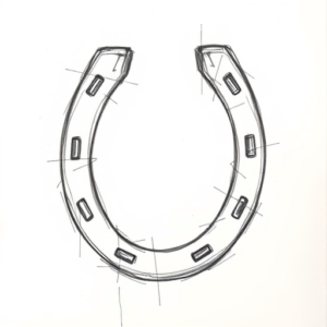 Pencil Blocking Sketch Horseshoe Tattoo