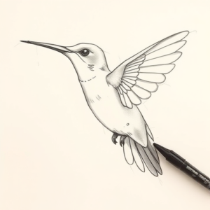 Pencil Blocking Sketch Hummingbird Tattoo