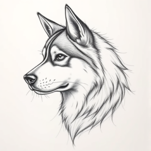 Pencil Blocking Sketch Husky Tattoo