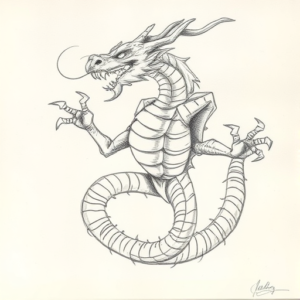 Pencil Blocking Sketch Hydra Tattoo