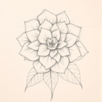 Pencil Blocking Sketch Hydrangea Tattoo