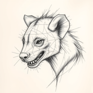 Pencil Blocking Sketch Hyena Tattoo