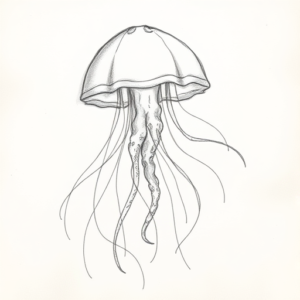 Pencil Blocking Sketch Jellyfish Tattoo