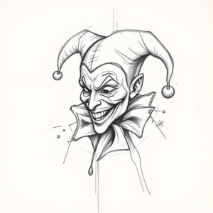 Pencil Blocking Sketch Jester Tattoo
