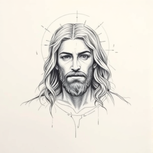 Pencil Blocking Sketch Jesus Tattoo
