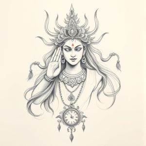 Pencil Blocking Sketch Kali Tattoo