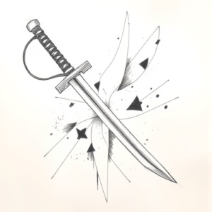 Pencil Blocking Sketch Katana Tattoo