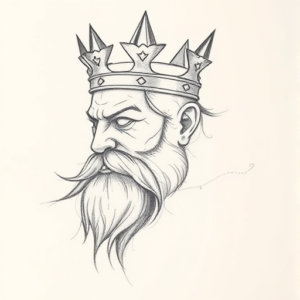 Pencil Blocking Sketch King Tattoo