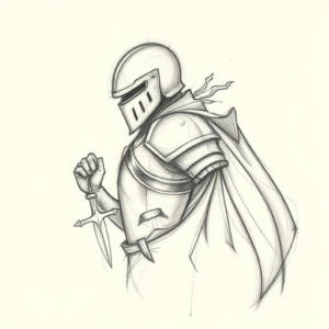 Pencil Blocking Sketch Knight Tattoo