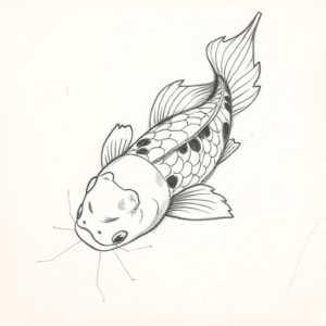 Pencil Blocking Sketch Koi Tattoo