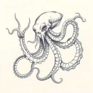 Pencil Blocking Sketch Kraken Tattoo