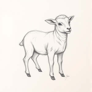 Pencil Blocking Sketch Lamb Tattoo