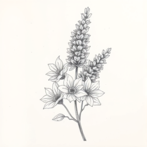 Pencil Blocking Sketch Lavender Tattoo