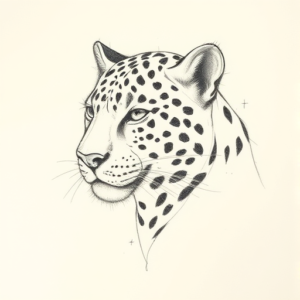 Pencil Blocking Sketch Leopard Tattoo