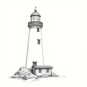 Pencil Blocking Sketch Lighthouse Tattoo