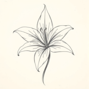 Pencil Blocking Sketch Lily Tattoo