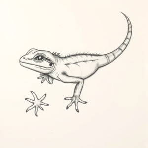 Pencil Blocking Sketch Lizard Tattoo