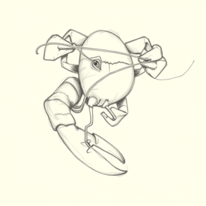 Pencil Blocking Sketch Lobster Tattoo