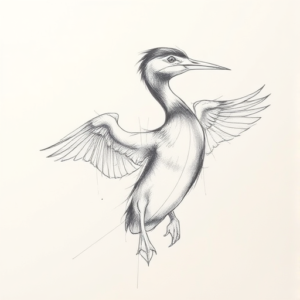 Pencil Blocking Sketch Loon Tattoo