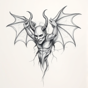Pencil Blocking Sketch Lucifer Tattoo