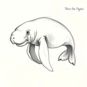 Pencil Blocking Sketch Manatee Tattoo