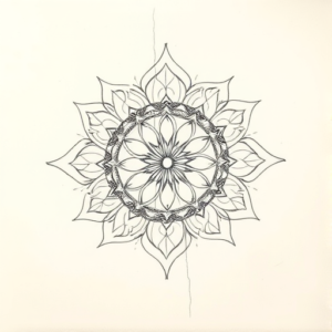 Pencil Blocking Sketch Mandala Tattoo