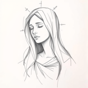 Pencil Blocking Sketch Mary Tattoo
