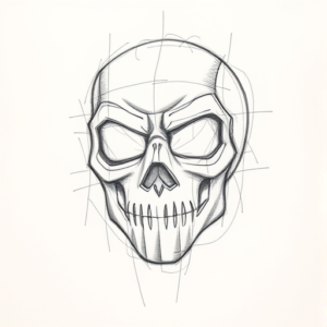 Pencil Blocking Sketch Mask Tattoo