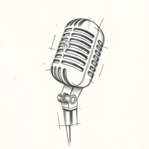 Pencil Blocking Sketch Microphone Tattoo