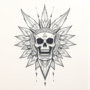 Pencil Blocking Sketch Mictlantecuhtli Tattoo