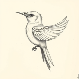 Pencil Blocking Sketch Mockingbird Tattoo