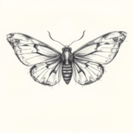 Pencil Blocking Sketch Moth Tattoo