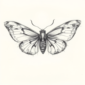 Pencil Blocking Sketch Moth Tattoo