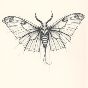 Pencil Blocking Sketch Mothman Tattoo