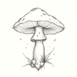 Pencil Blocking Sketch Mushroom Tattoo