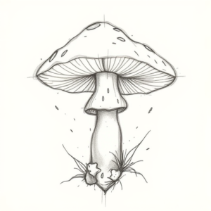 Pencil Blocking Sketch Mushroom Tattoo