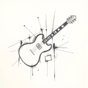 Pencil Blocking Sketch Music Tattoo